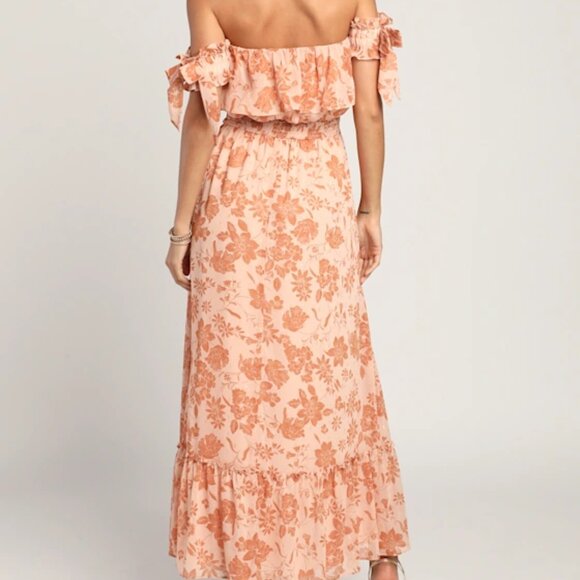 Lulus Love and Blooms Blush Floral Print Off-the-Shoulder Dress - Picture 3 of 8
